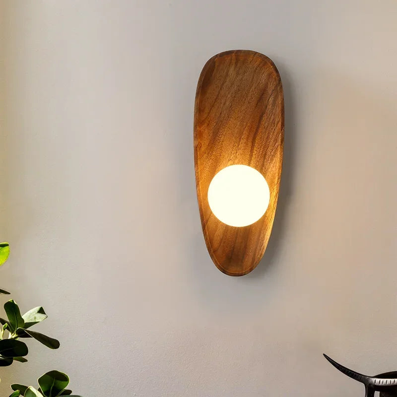 Applique Bois Globe Verre Style Japonais