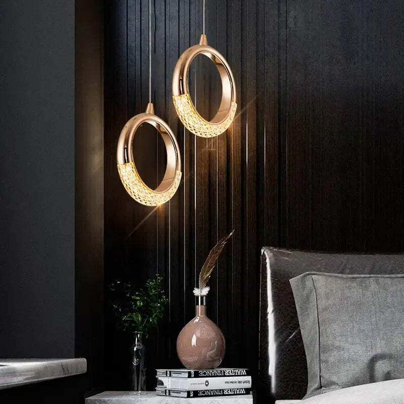 Suspension Cristal LED – Art Déco Or