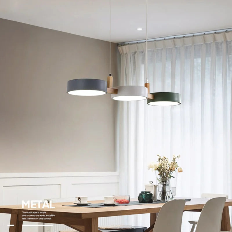 Suspension Macaron Métal Bois LED
