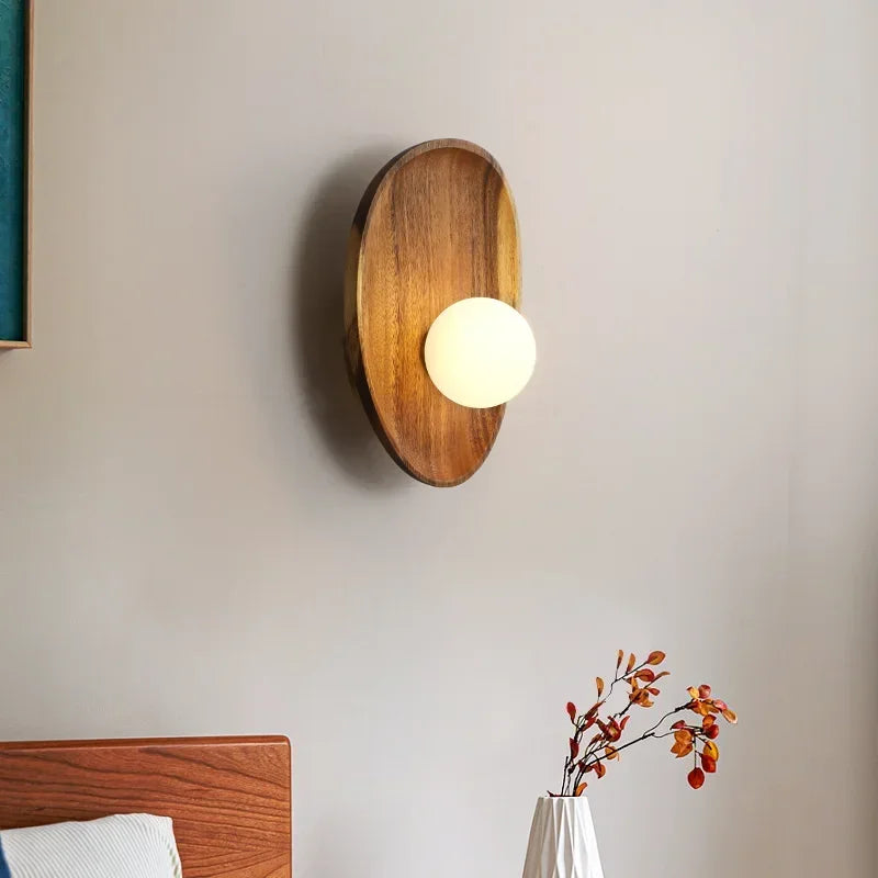 Applique Bois Globe Verre Style Japonais
