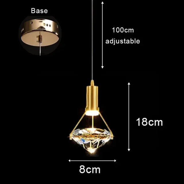 Suspension Cristal LED – Art Déco Or