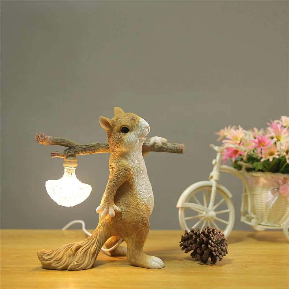 Lampe Chevet Enfant Écureuil Résine
