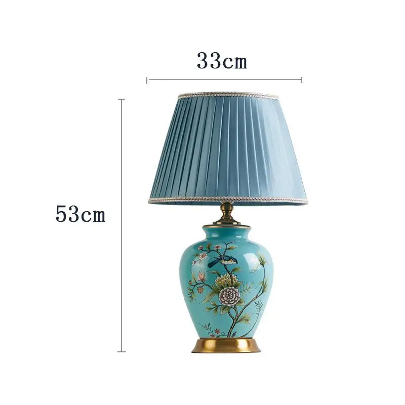 Lampe Chevet Céramique Fleurs Oiseaux