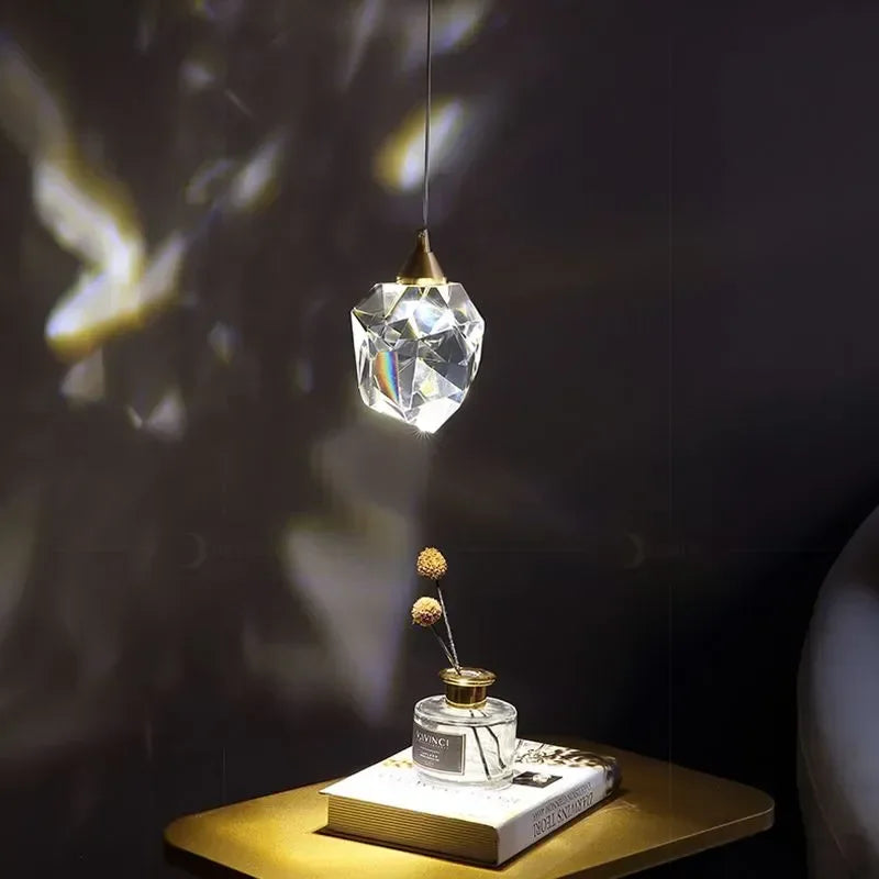 Suspension Cristal LED – Art Déco Or