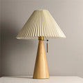 Lampe de Table Bois Abat-jour Plissé