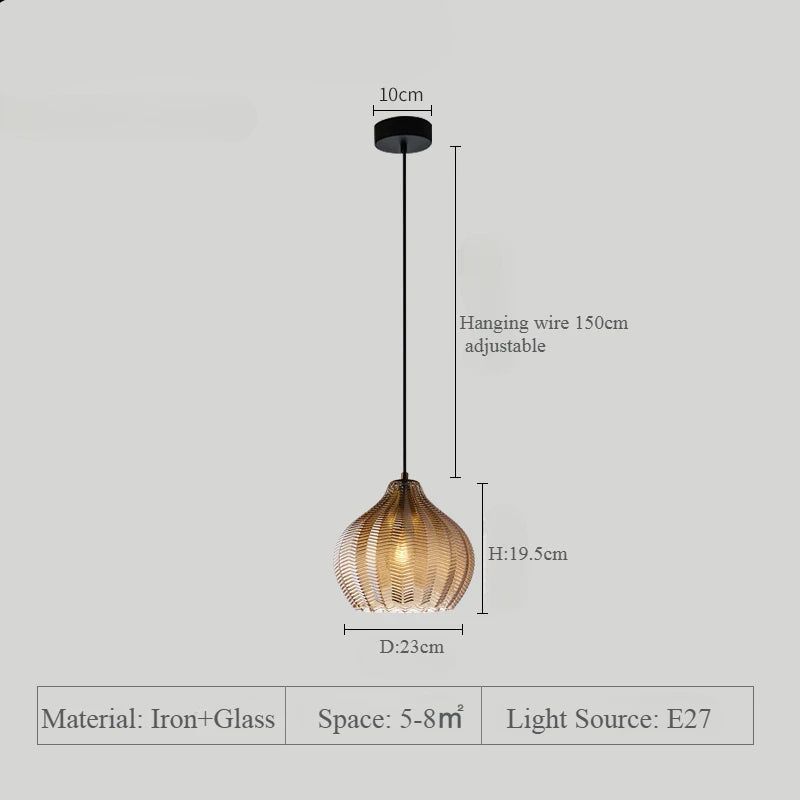 Suspension Verre Texturé Chevron