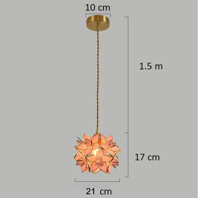 Suspension Fleur Verre Cuivre