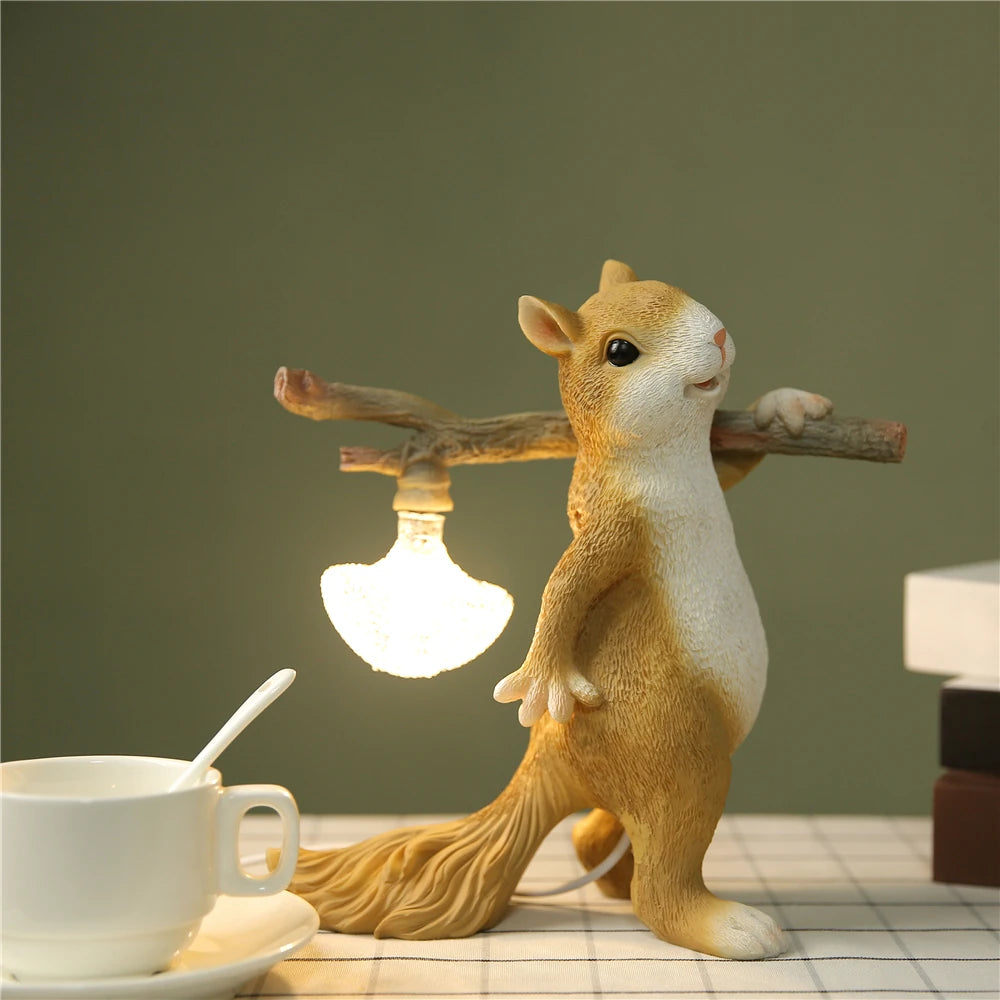 Lampe Chevet Enfant Écureuil Résine