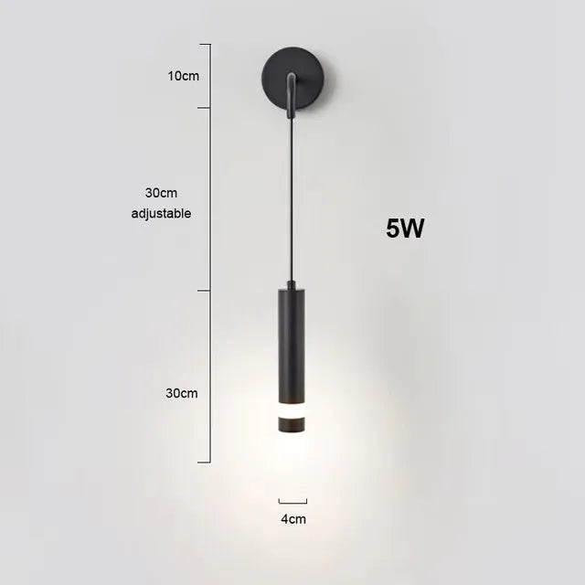 Applique Chevet Tube Suspendu Or Noir