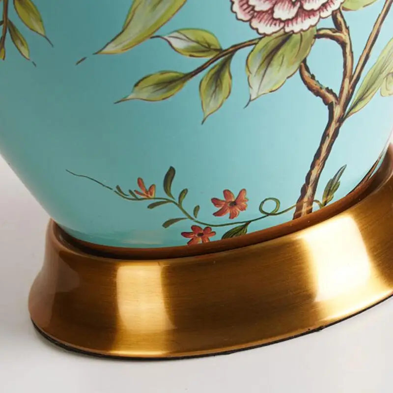 Lampe Chevet Céramique Fleurs Oiseaux