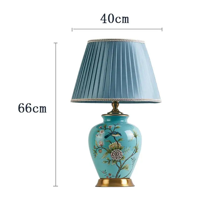 Lampe Chevet Céramique Fleurs Oiseaux