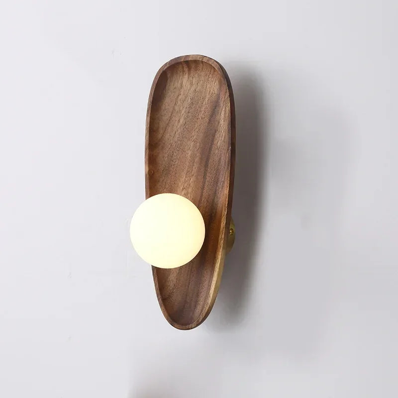 Applique Bois Globe Verre Style Japonais