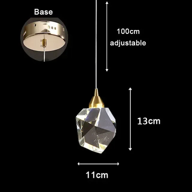 Suspension Cristal LED – Art Déco Or