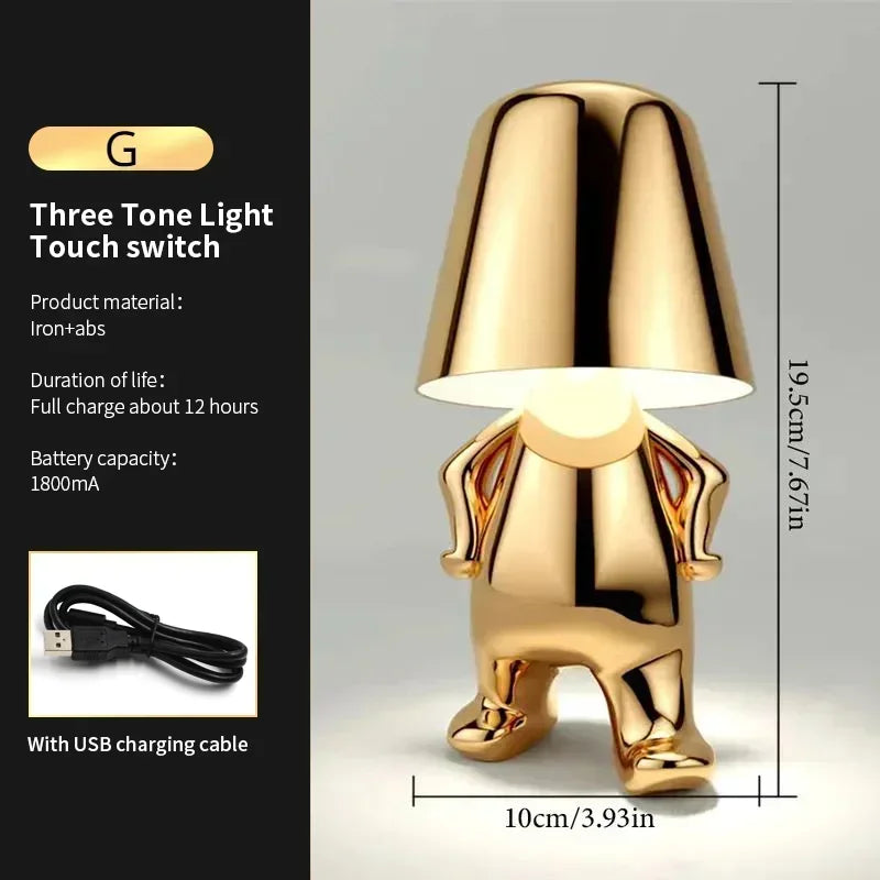 Lampe Statuette Tactile Dorée USB