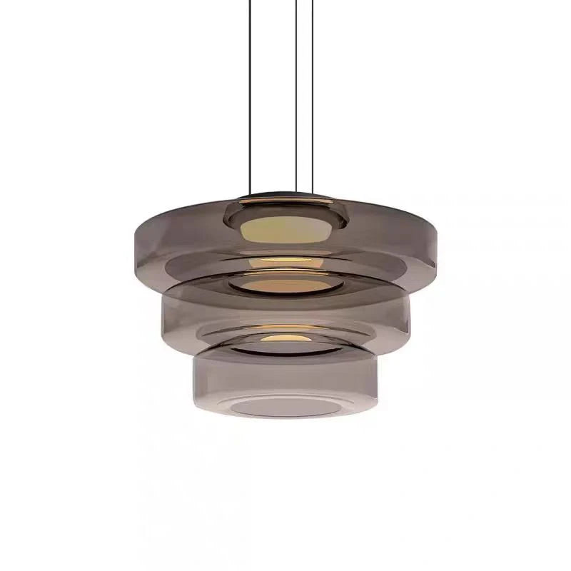 Suspension Verre Disques LED