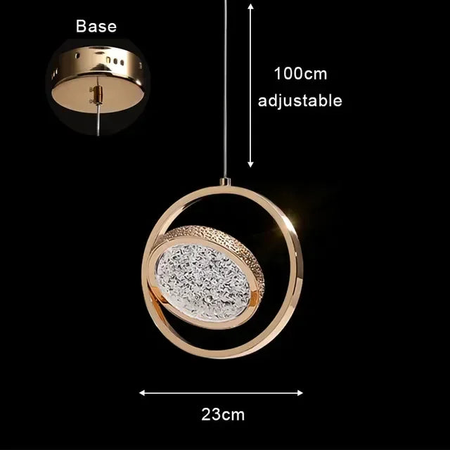 Suspension Cristal LED – Art Déco Or