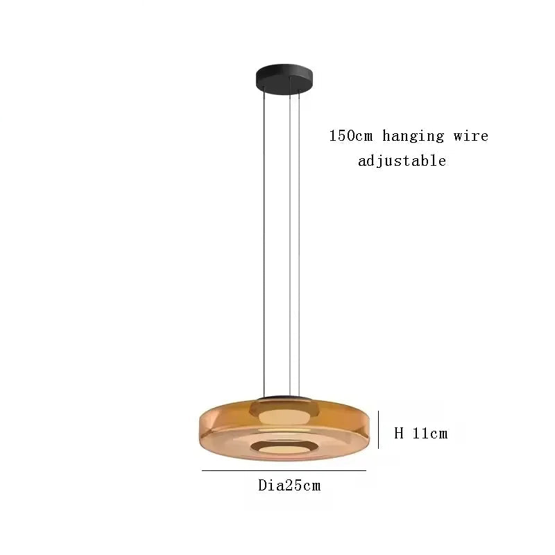 Suspension Verre Disques LED
