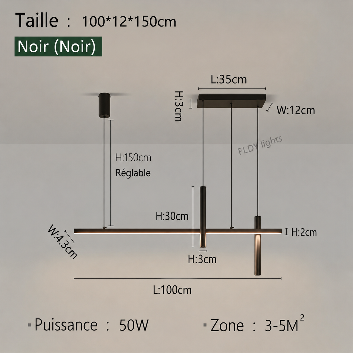 Suspension LED Linéaire Design Nordique