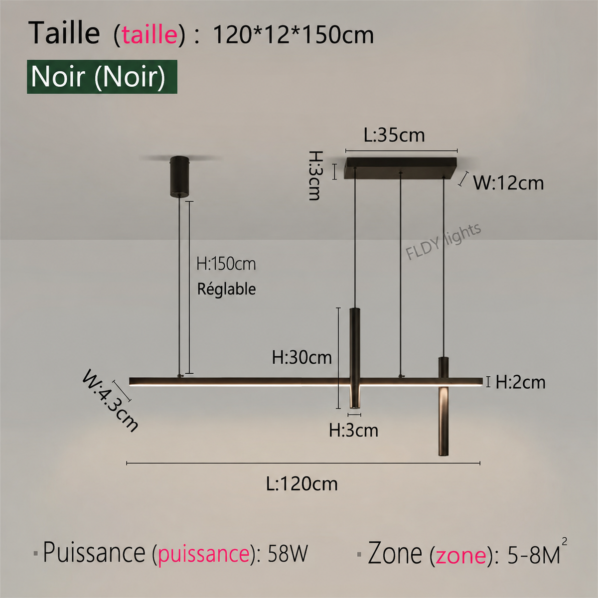 Suspension LED Linéaire Design Nordique
