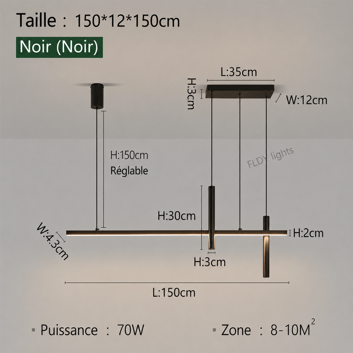 Suspension LED Linéaire Design Nordique