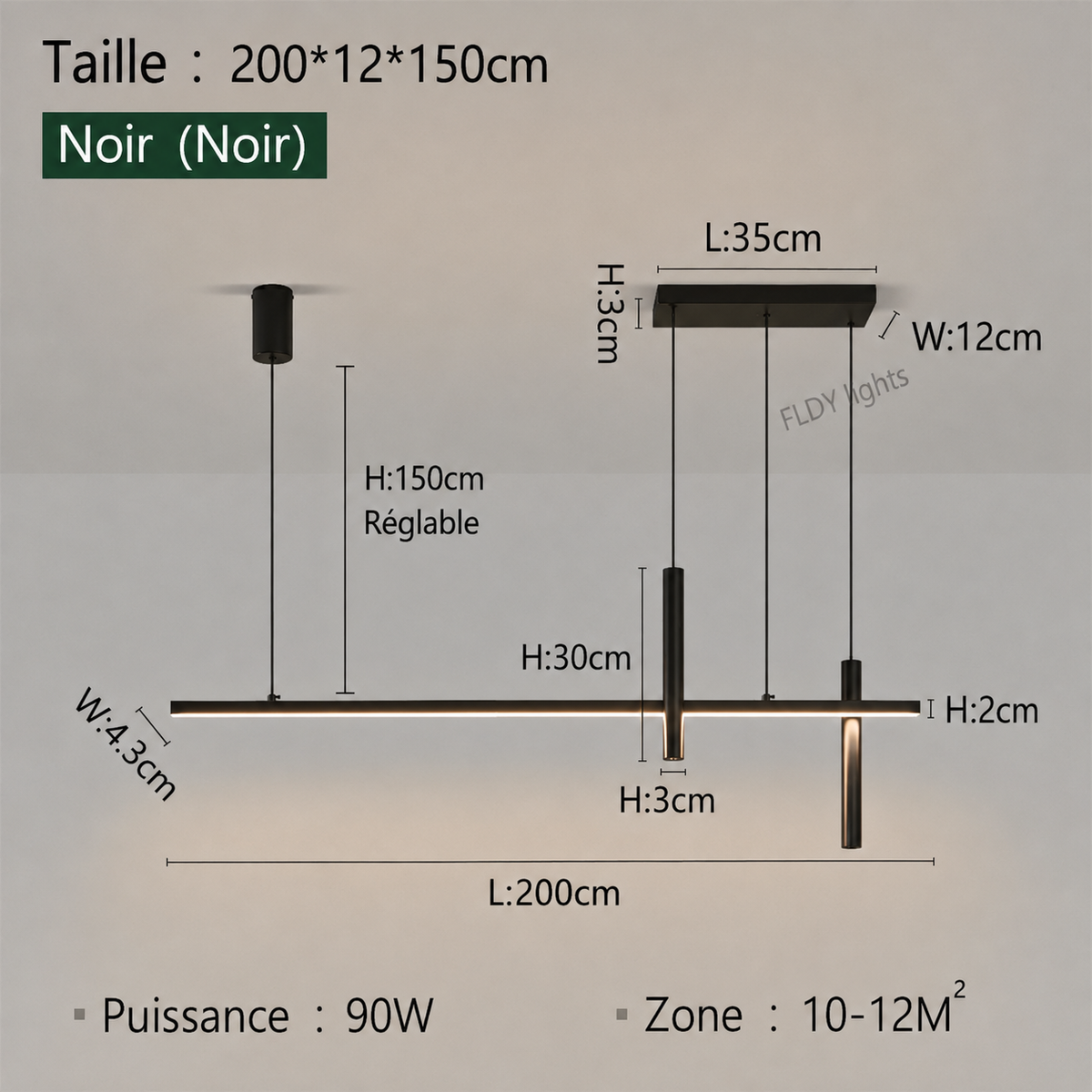 Suspension LED Linéaire Design Nordique