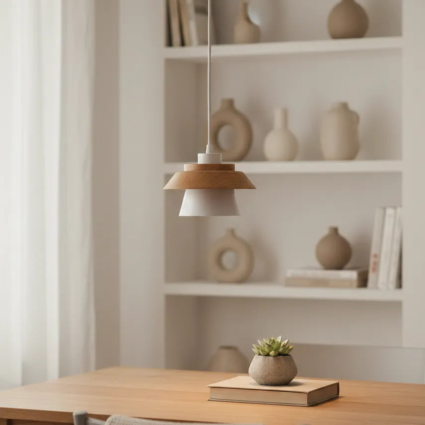 Suspension Bois Métal Blanc