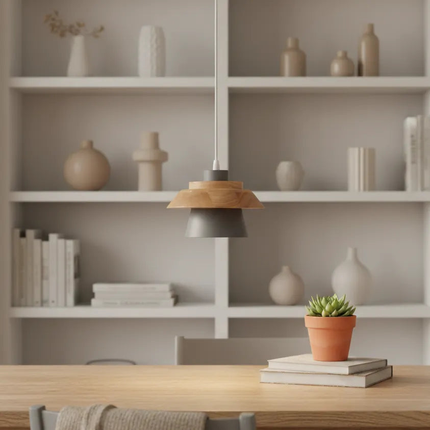 Suspension Bois Métal Gris