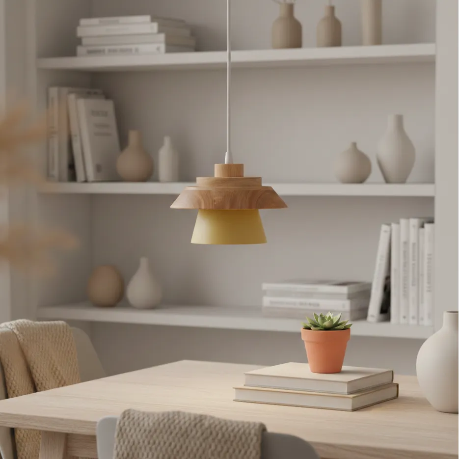 Suspension Bois Métal Jaune