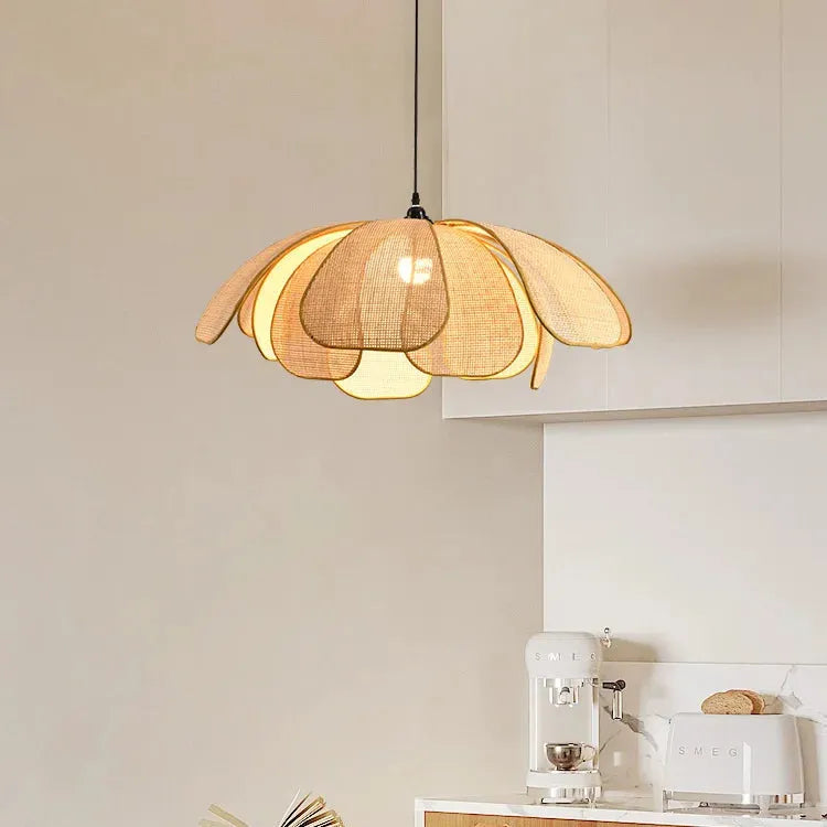 Suspension Fleur Rotin 