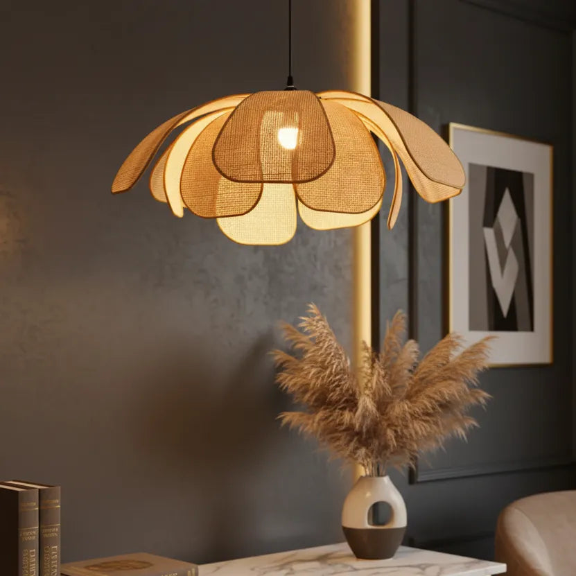 Suspension Fleur Rotin 50cm