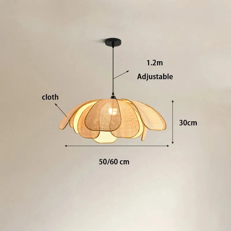 Suspension Fleur Rotin 