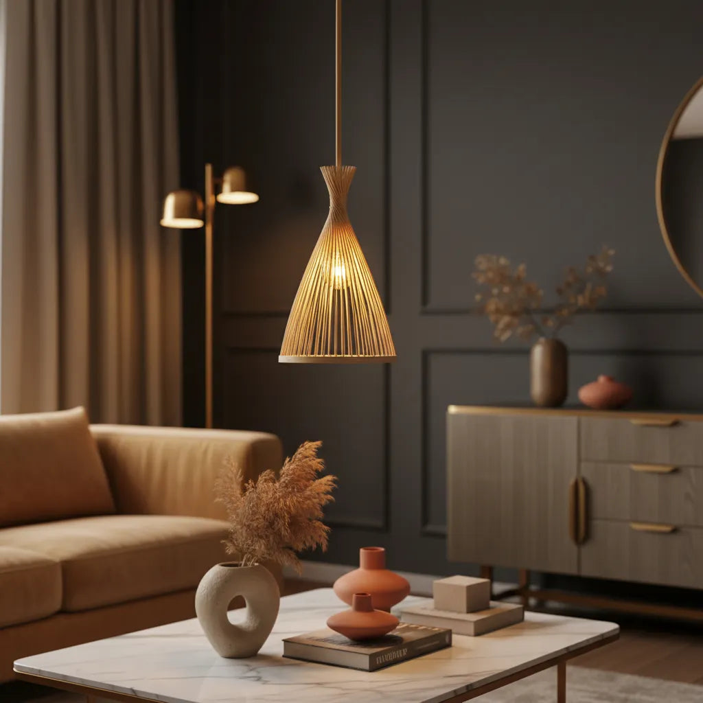 Suspension Luminaire en Bambou Bois - B