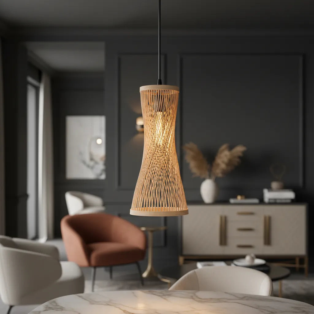 Suspension Luminaire en Bambou Noir - A