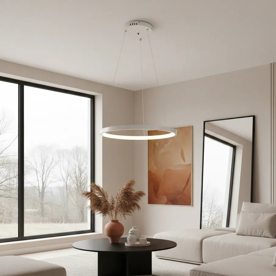 Suspension Moderne pour Salon Blanc / 1 Anneau 40 cm / Froide