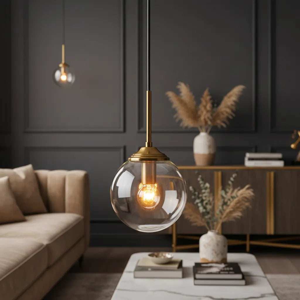 Suspension Verre Fumé Transparent / Chaude