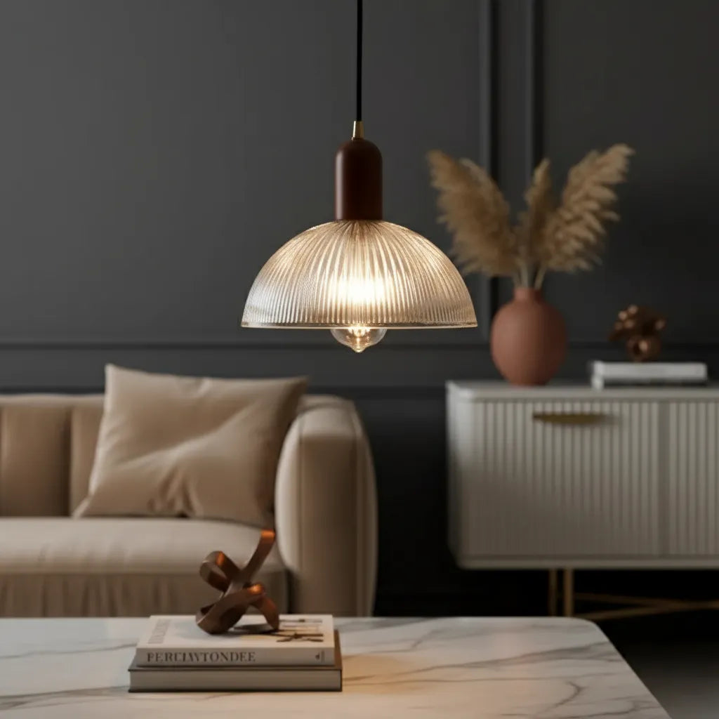 Suspension Vintage Verre Marron