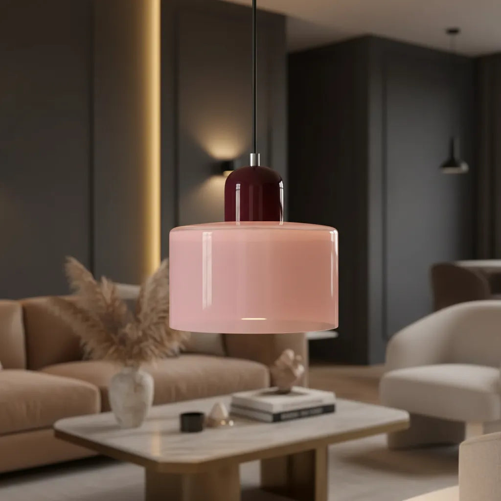 Suspension en Verre Vintage Rose - A