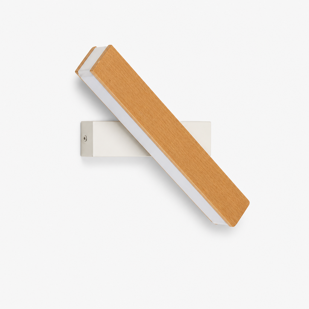 Applique Barre Bois Rotative 360° 31cm - Blanc — photo produit fond gris