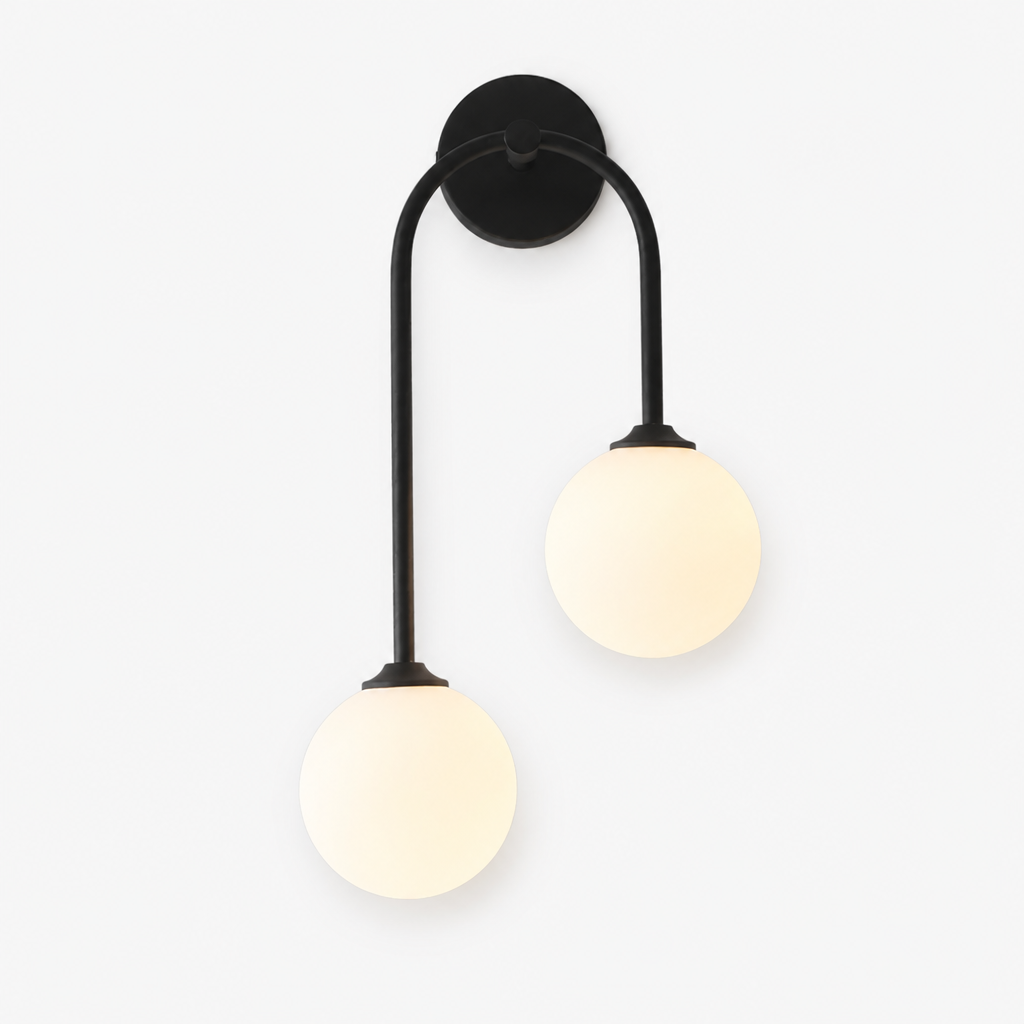 Applique Boule Verre Noir Droite — photo produit fond gris