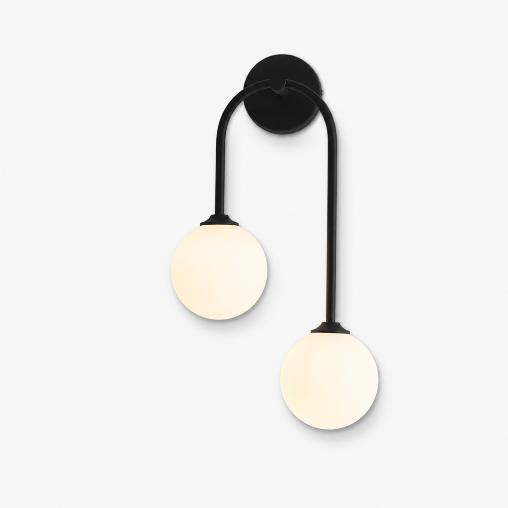 Applique Boule Verre Noir Gauche — photo produit fond gris