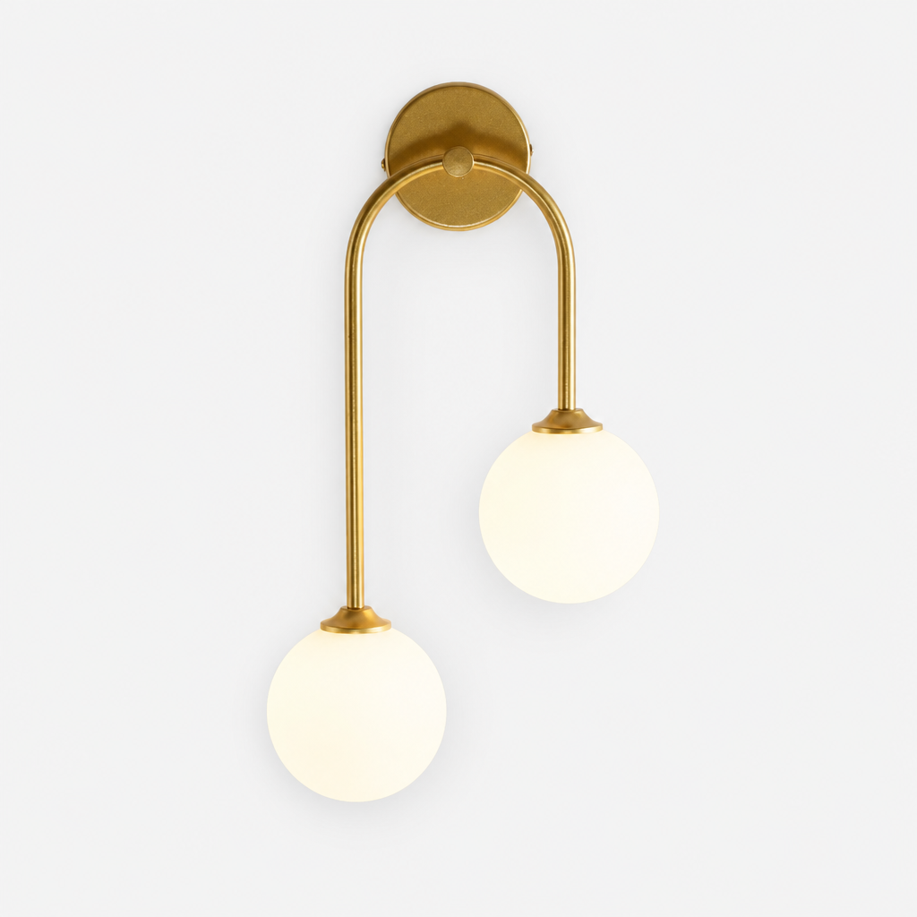 Applique Boule Verre Or Droite — photo produit fond gris