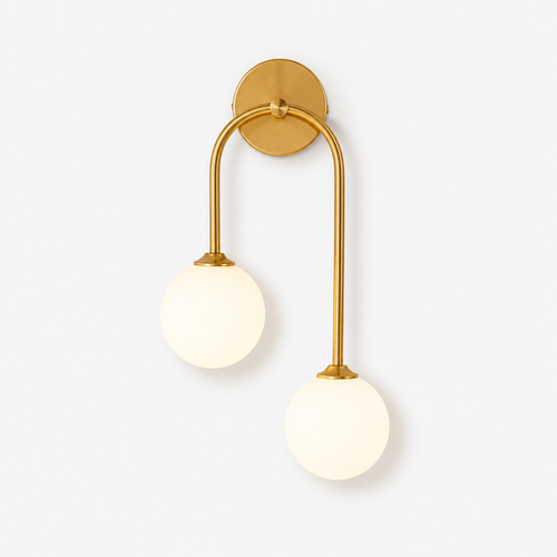 Applique Boule Verre Or Gauche — photo produit fond gris