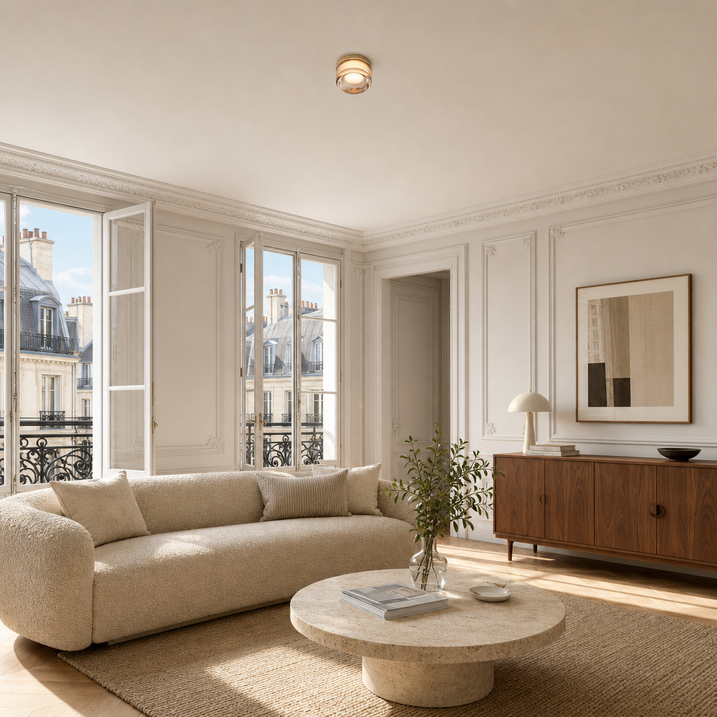 Applique Chambre Gris — mise en situation salon parisien lumière du jour
