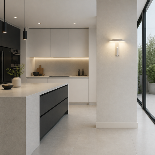 Applique Champignon LED Spot Pivotant Blanc Crème — mise en situation salle à manger