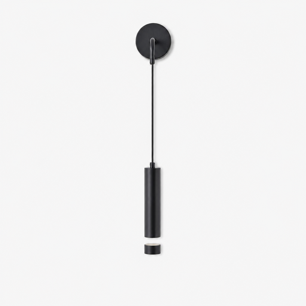 Applique Chevet Tube Suspendu Or Noir Noir — photo produit fond gris