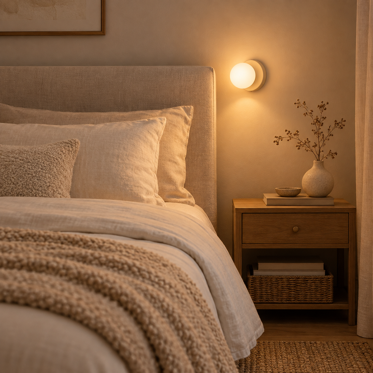 Applique Design Blanc — mise en situation chambre
