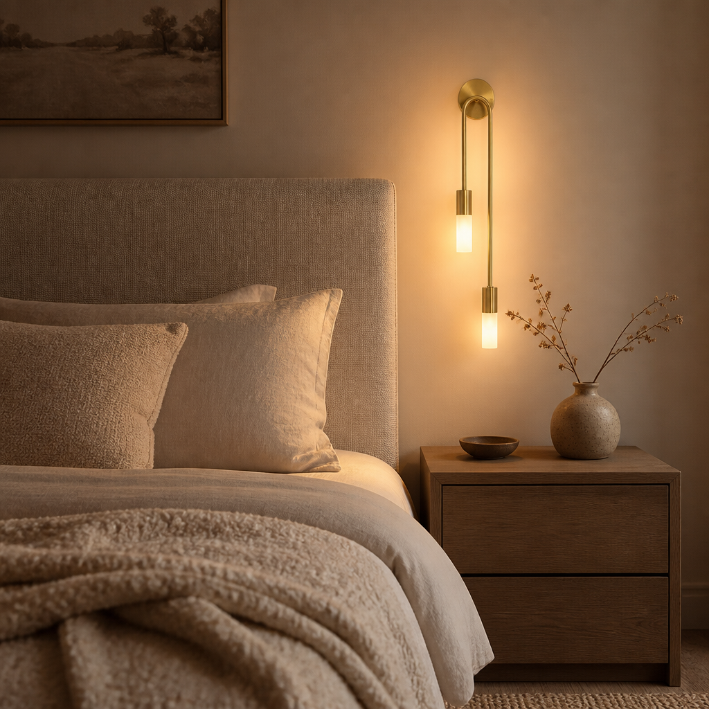 Applique Double Doré — mise en situation chambre