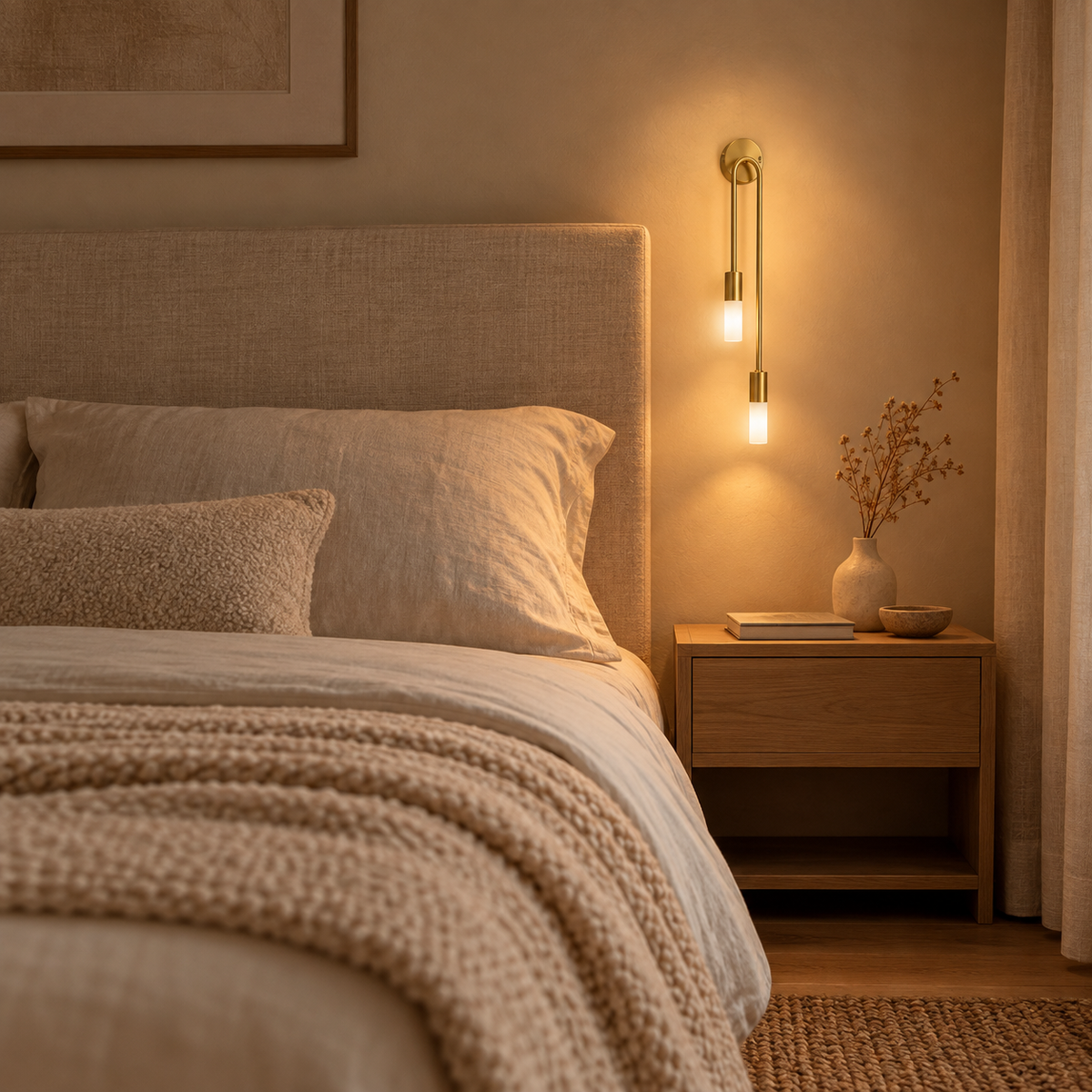 Applique Double Doré Droite — mise en situation chambre