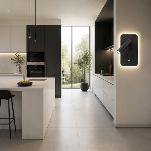 Applique Lecture LED USB Rotative Noir — mise en situation salle à manger