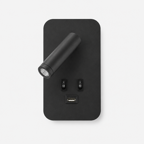 Applique Lecture LED USB Rotative Noir — photo produit fond gris